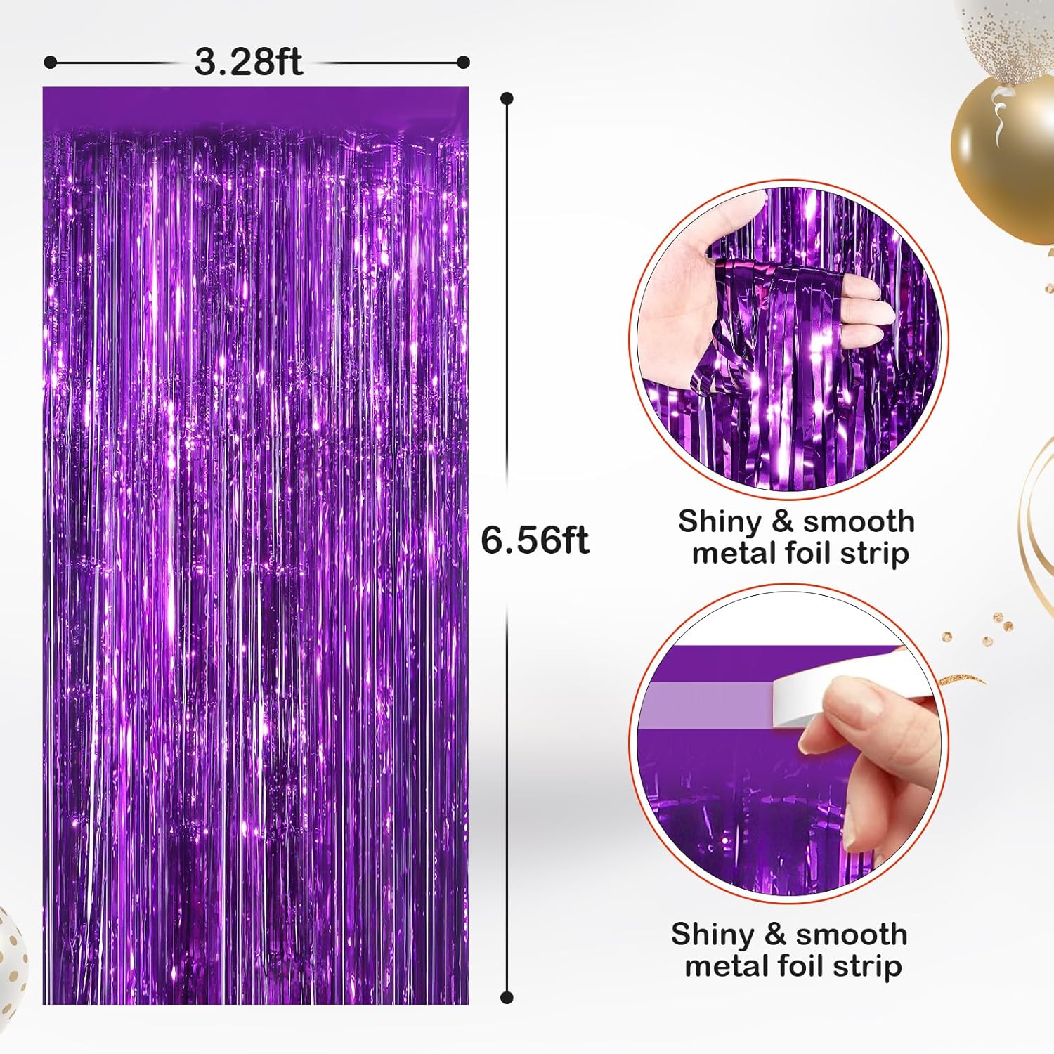Skiennix Purple Metallic Tinsel Foil Fringe Curtains - 2 Pack Door Streamers for Parties & Events