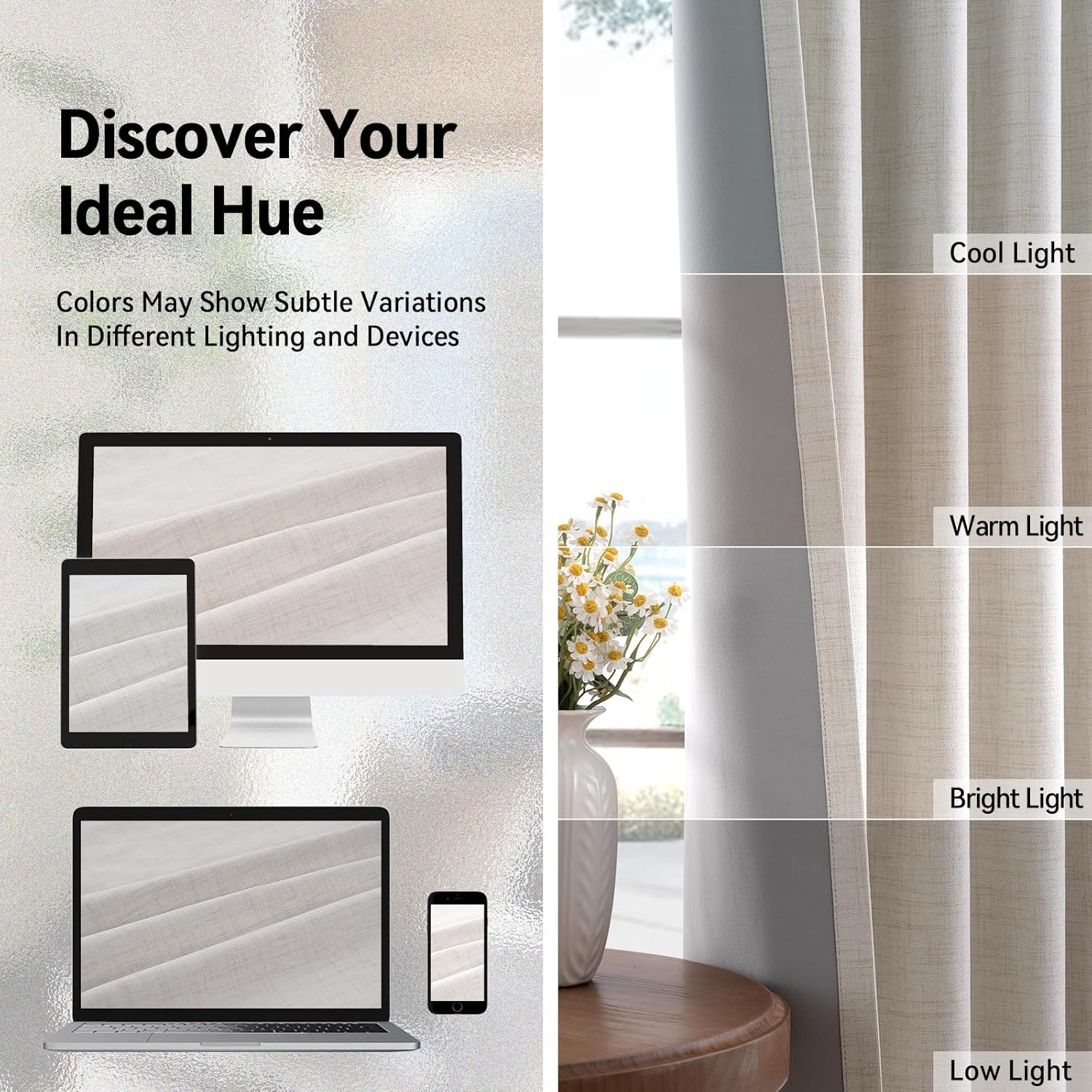 Skiennix 100% Blackout Linen Curtains - Beige Grommet Thermal Insulated Drapes | 40" W x 45" L, 2 Panels