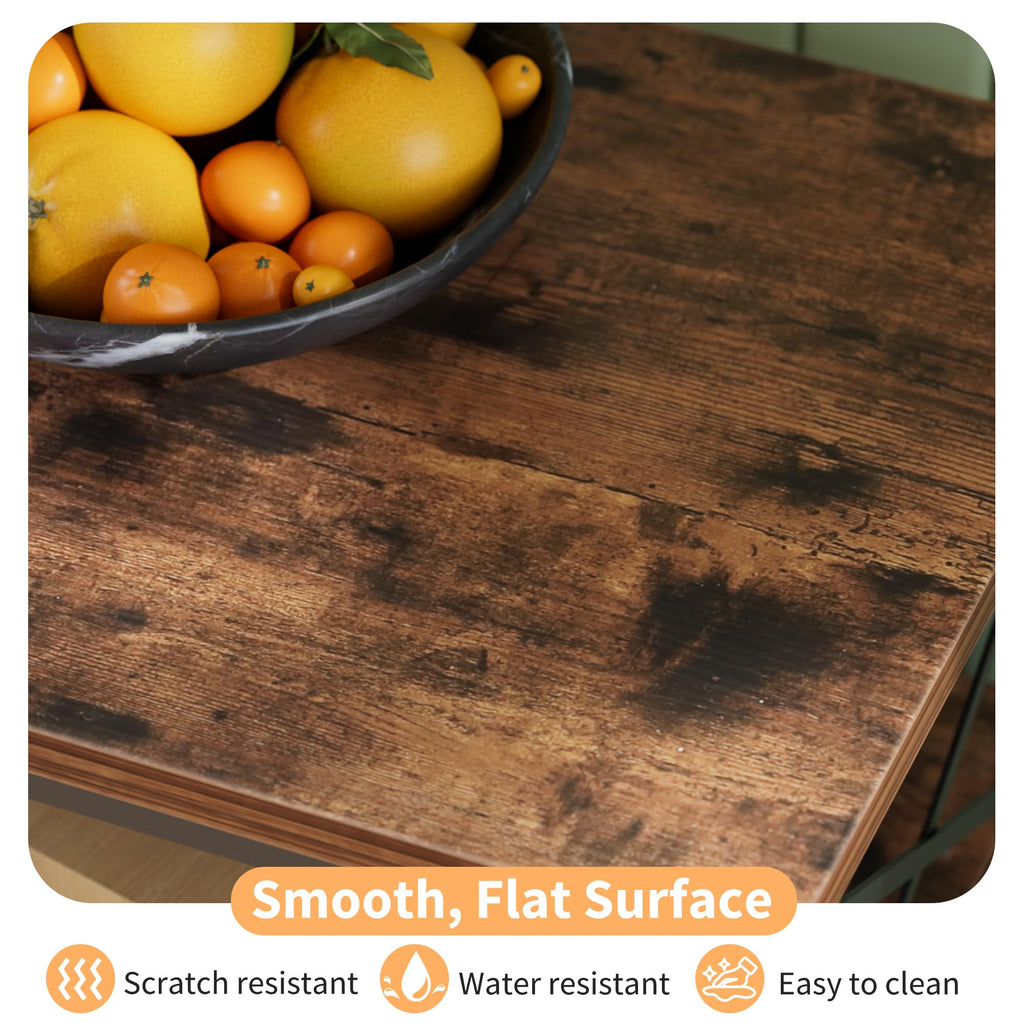 VECELO Nightstand Set of 2, End Table with Flip Drawer, Modern Night Stand for Bedroom,Living Room, Office, Easy Assembly, Walnut Brown