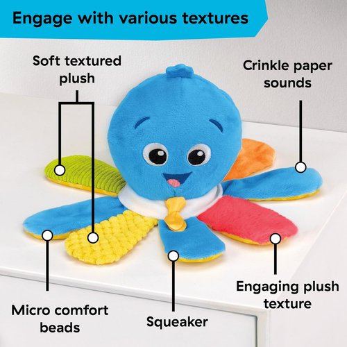 Baby Einstein Take Along Opus Octopus Soother - Portable Musical Sensory Toy with 20 Melodies for Newborns
