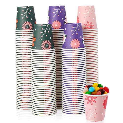 TV TOPVALUE 600 Pack 3 oz Paper Cups, Disposable Colorful Mini Cups for Mouthwash, Hot Drinking Used for Party, Picnic, Travel and Events