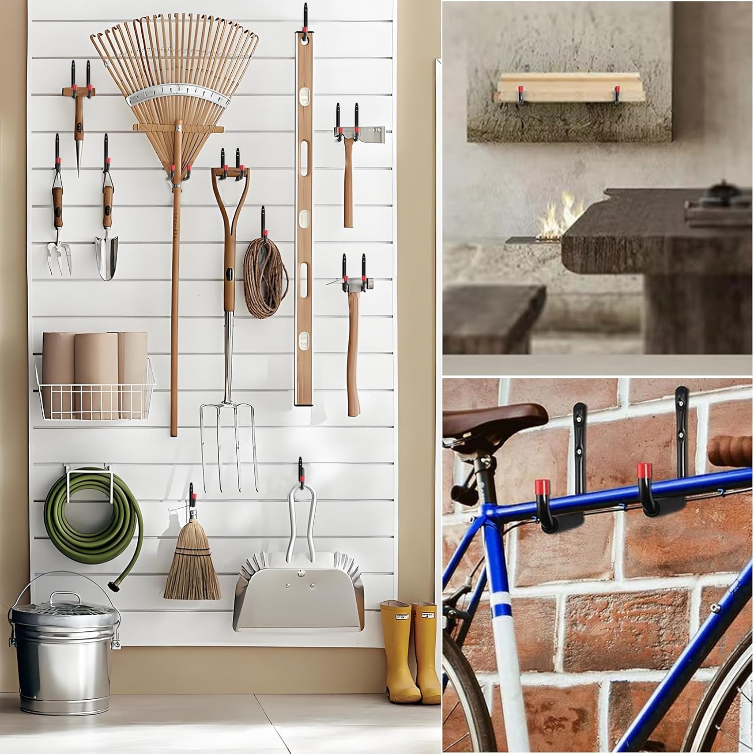 **Garage Hooks - Heavy Duty Utility Steel with EVA Foam Padding | 6 Pack Wall Mount Organizer for Bikes, Kayaks & Tools**