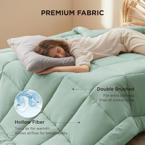 Bedsure Comforter Duvet Insert - All-Season Quilted Queen Size Bedding, GentleSoft Down Alternative, Sage Green 88 x 88 Inches