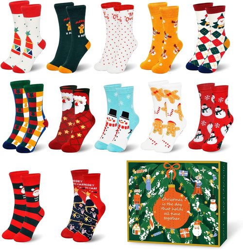 Advent Calendar 2025 - 12 Days Countdown Socks Set | Perfect Holiday Gifts for Women & Teens