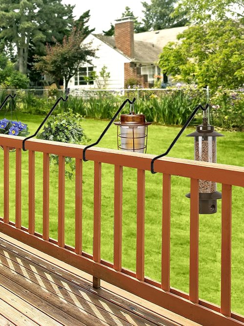 Biubee 4 Pack Deck Bird Feeder Hanger - Durable Metal Plant Hanger for 2" x 4" & 2" x 6" Railings