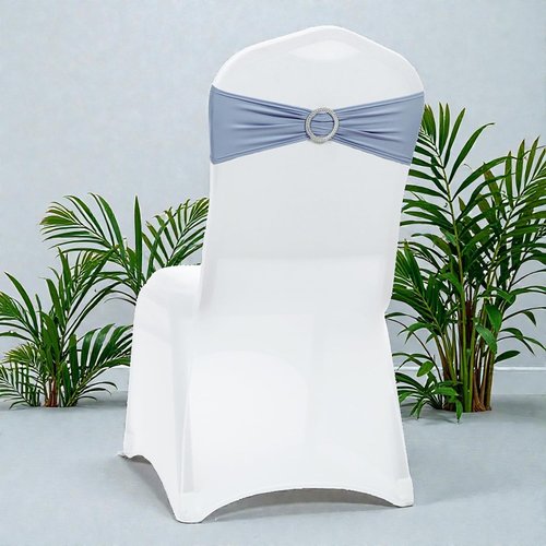 MDS Spandex Chair Sashes - Premium Stretch Covers with Buckle Slider | Pack of 10 - Dusty Blue