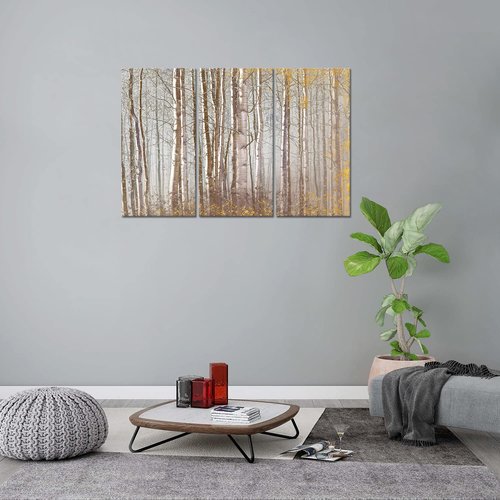 Birch Tree Wall Art,Aspen Tree Canvas Print Brown Forest Nature Scenery Wall Art Landscape Picture for Living Room Bedroom Wall Painting Decoration Modern Artwork