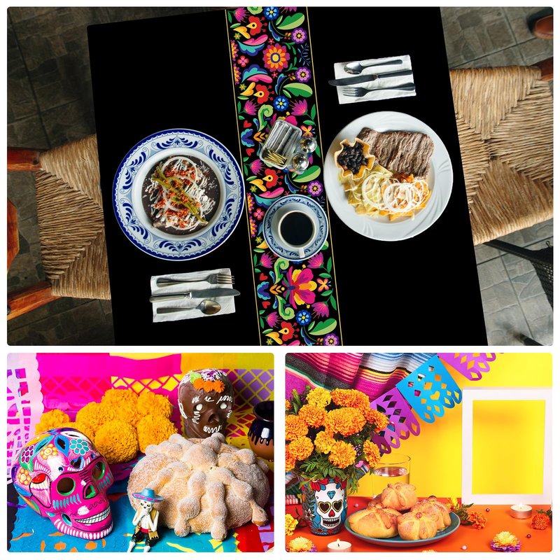 Oudain Mexican Fiesta Tablecloth 108 x 54 Inch Cinco De Mayo Plastic Table Runners Waterproof Disposable Table Cover for Taco Night Festive Mexican Fiesta Wedding Party Decoration(Black,3 Pcs)