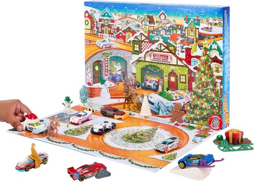 Hot Wheels | 2023 Advent Calendar Toy Car Set - 8 1:64 Scale Vehicles & Accessories for Kids