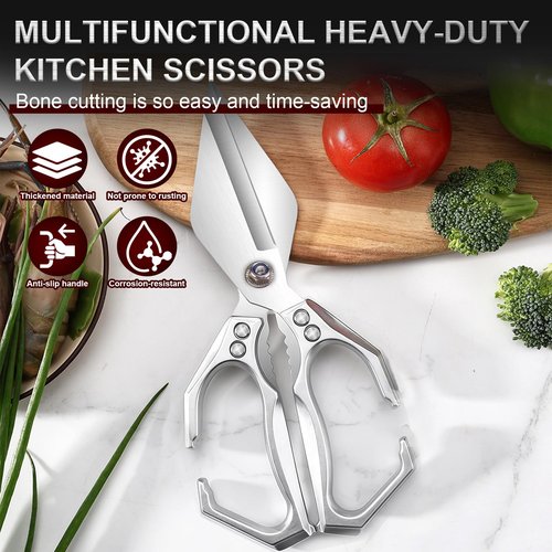 Kitchen Scissors, Multifunctional Heavy-Duty Kitchen Shears, Poultry Shears with Ergonomic Handle High-Carbon Steel for Chicken, Meat, Seafood, Bone Cutting