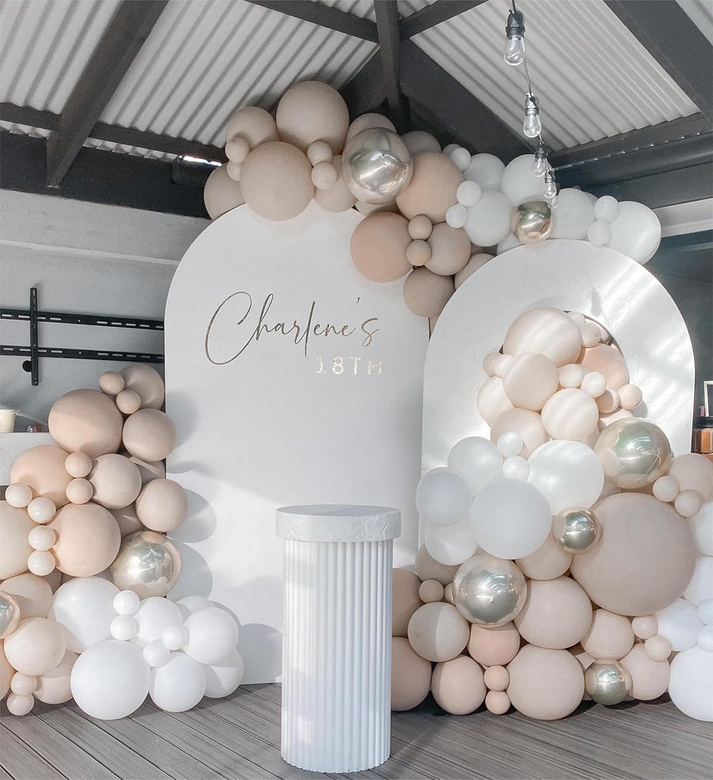 White Double Stuffed Balloons by [Brand Name] - 115Pcs in Various Sizes for Birthday & Wedding Decor