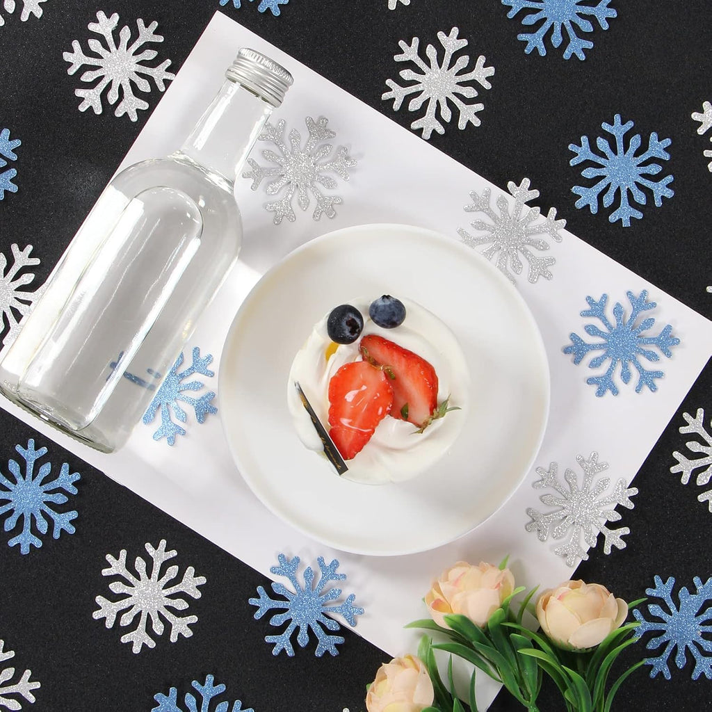 Snowflake Snow-White Party Decorations - 100pcs Glitter Paper Confetti for Winter Wonderland Celebrations