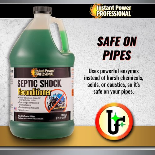 Instant Power Professional Septic Shock, Septic Tank System Treatment, 8818, 128 Fl. Oz. (4 Pack)