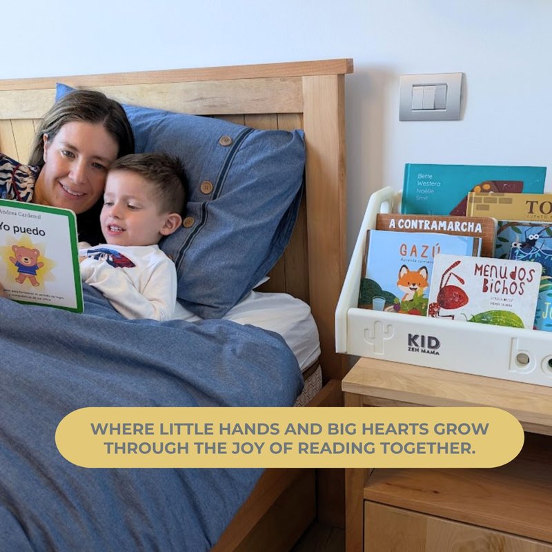 Kid Zen Mama Kids Bookshelf – 3-Tier Montessori Bookcase, Small Storage for Toddlers, Lightweight, BPA-Free HDPE, Rounded Edges, Tool-Free Assembly, Easy to Clean, Perfect for Nursery and Playroom
