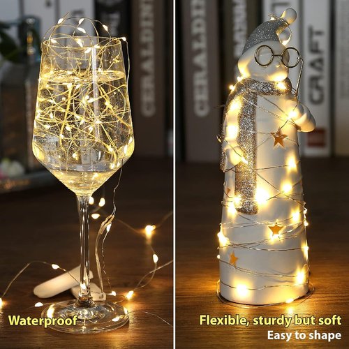 HXWEIYE Fairy Lights - 18 Pack Battery Operated 7ft 20LED Warm White Mini String Lights | Waterproof for Mason Jars, Indoor & Outdoor Decor