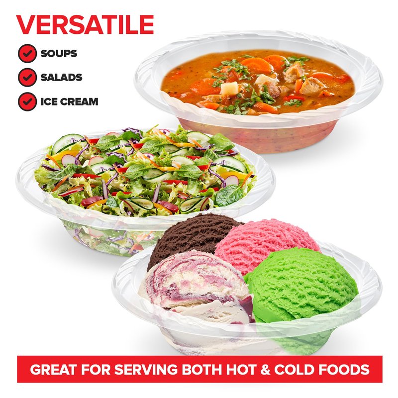 Stock Your Home (240-Count) Elegant 18 oz Clear Plastic Bowls for Parties, Large Disposable Bowl for Fancy Dinner or Cocktail Party, Soup and Salad, Thick and Sturdy