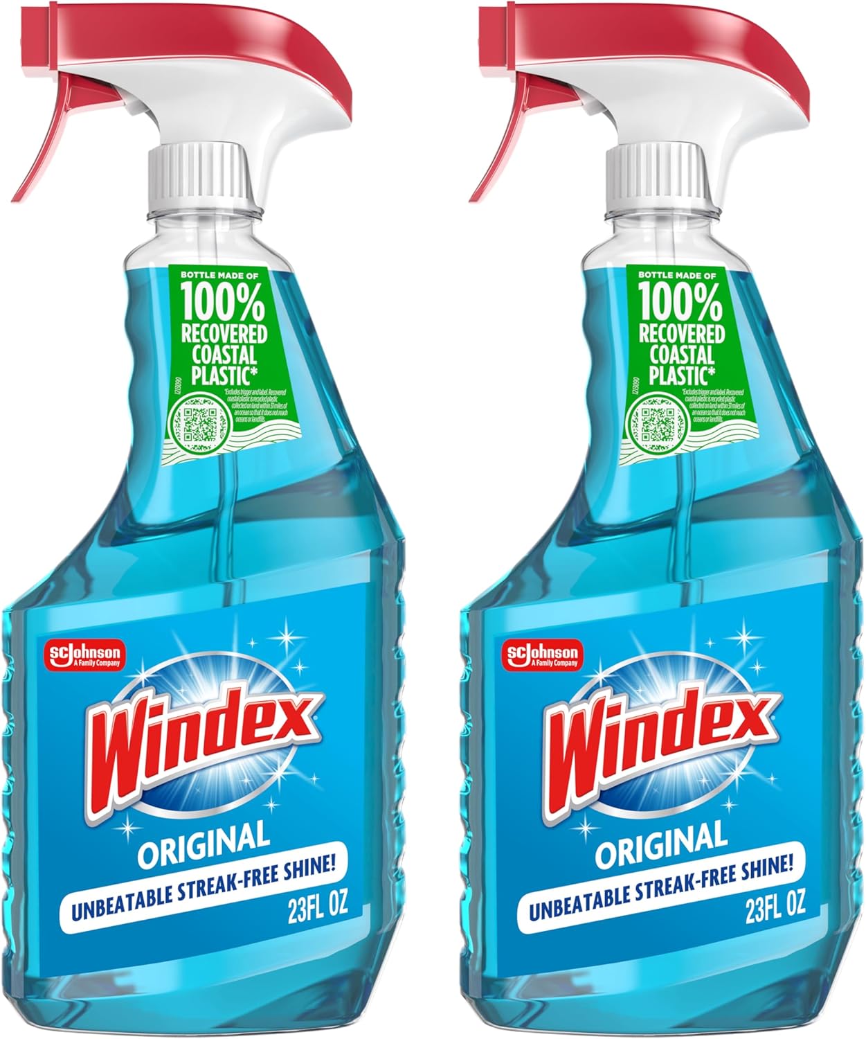 Windex Glass Cleaner Spray - Original Blue Scent | Prevents Leakage & Breakage | 23 Fl Oz (Pack of 2)