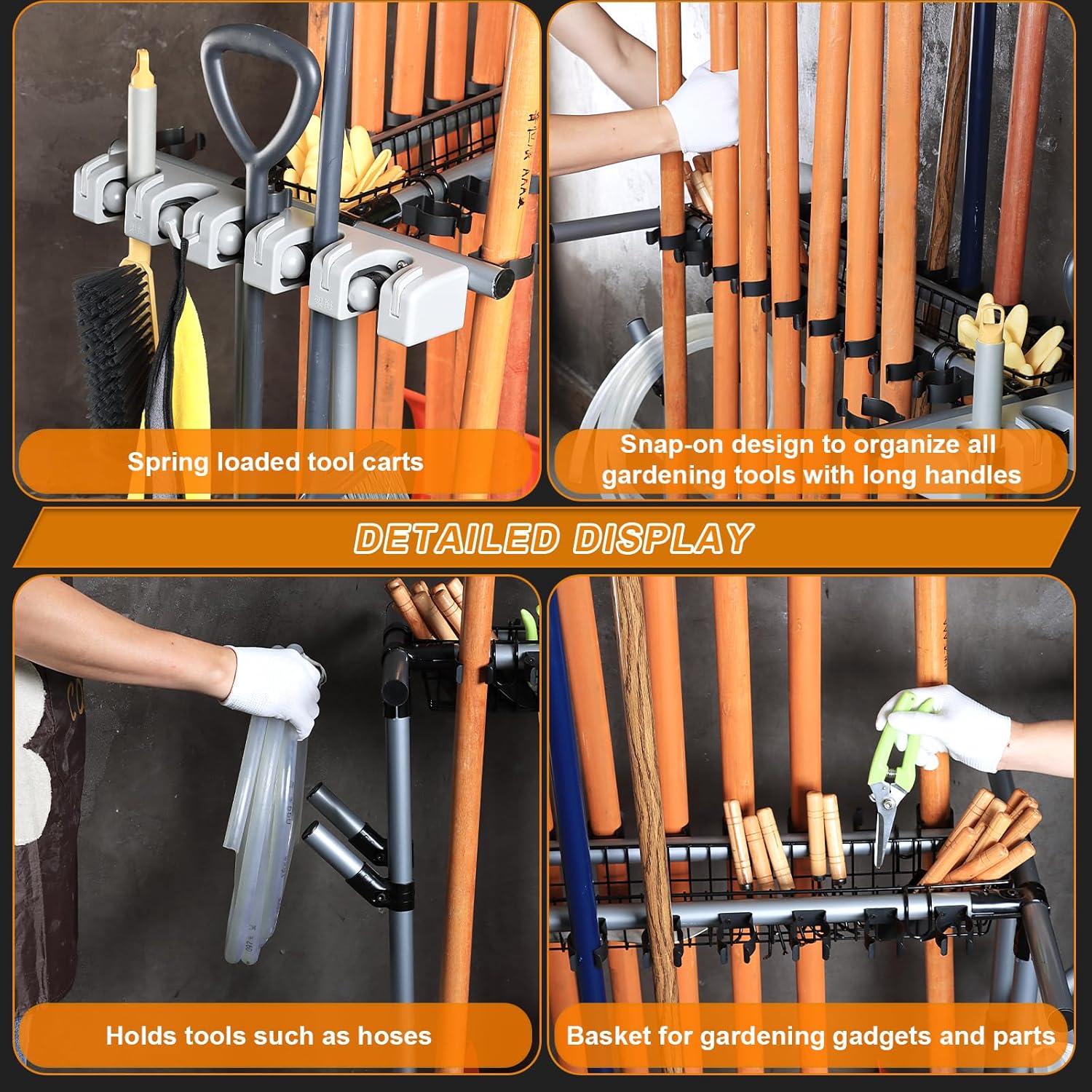 Skiennix Garden Tool Storage Rack - Heavy-Duty Organizer with Wheels for Garage & Yard Tools