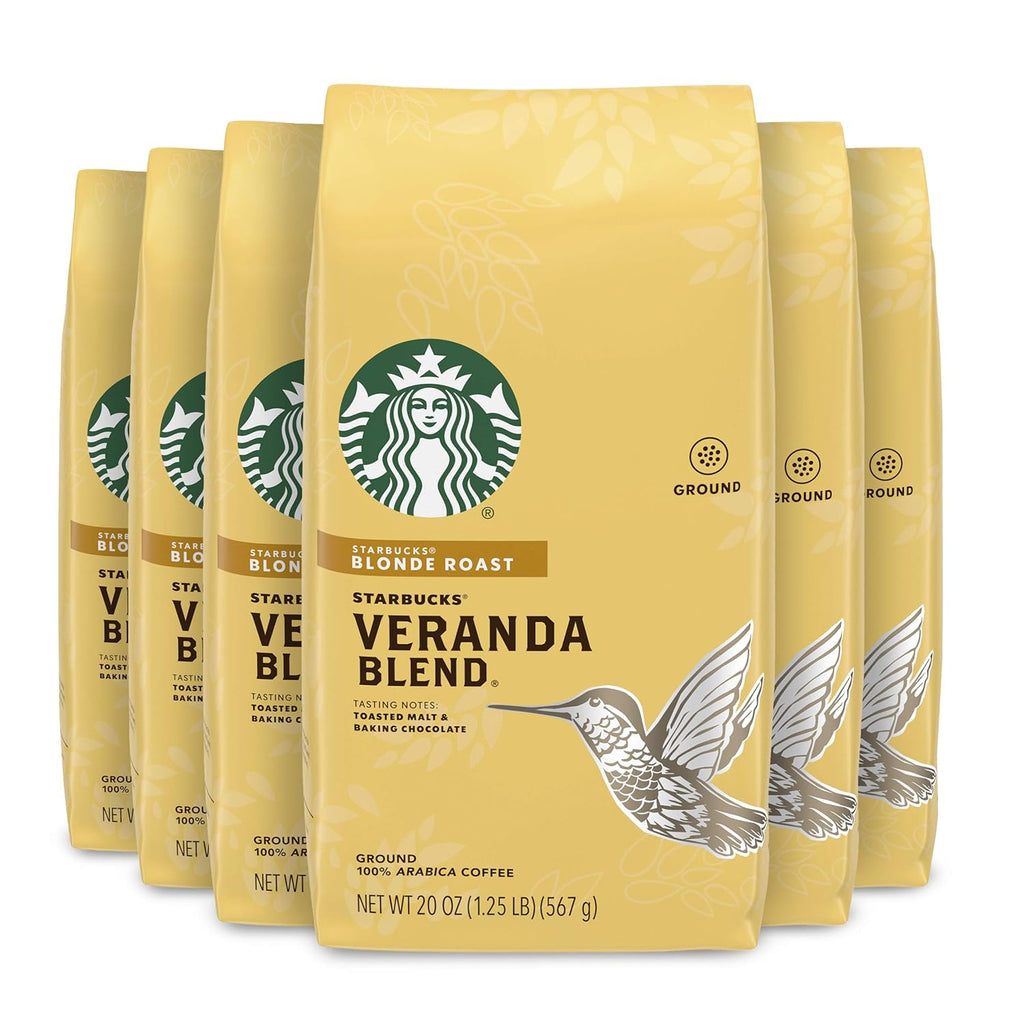 Starbucks Veranda Blend Ground Coffee - Smooth & Light Roast, 20-Ounce Bags | Pack of 6