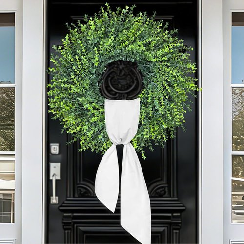 HUZIYAHAN 28-Inch Large Boxwood Wreath - All-Season Greenery for Front Door & Home Décor