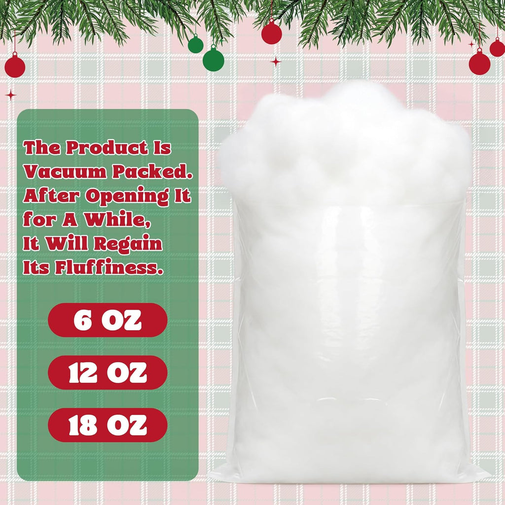 QZYL Fake Snow - Fluffy Cotton Snow for Christmas Village | 6 OZ Vacuum Packaged White Decor