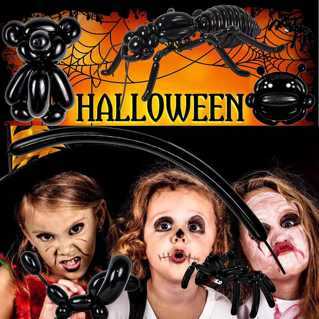 Skiennix 260 Long Balloons - 100 Pack Black Twisting Latex for Animal Models | Perfect for Halloween, Weddings, and Birthdays