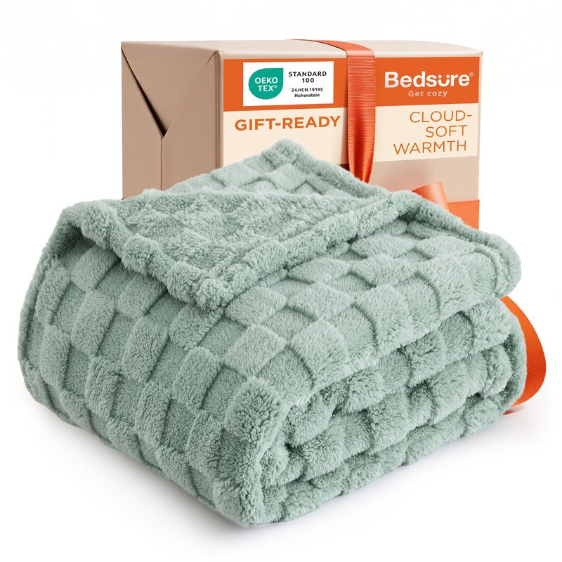 Bedsure GentleSoft Sage Green Throw Blanket for Couch - Super Soft Cozy Mothers Gifts Day Blankets, Cute Comfort Fleece Large Throws for Living Room Bedroom Home Decor, 50x70 Inches