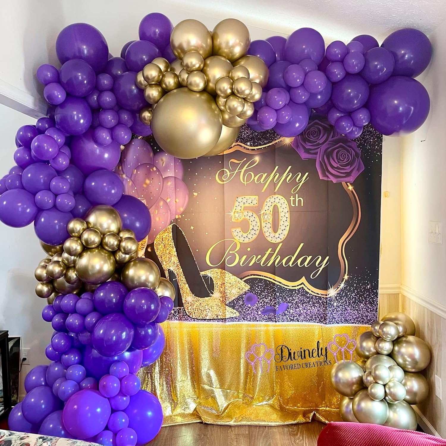 RUBFAC 129-Piece White & Purple Balloon Set - Perfect for Garland & Arch Decor | Various Sizes 5-18 Inches