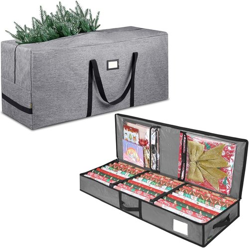 BALEINE Christmas Tree Storage Bag - 7.5 ft Capacity + Soft Wrapping Paper Storage Bag