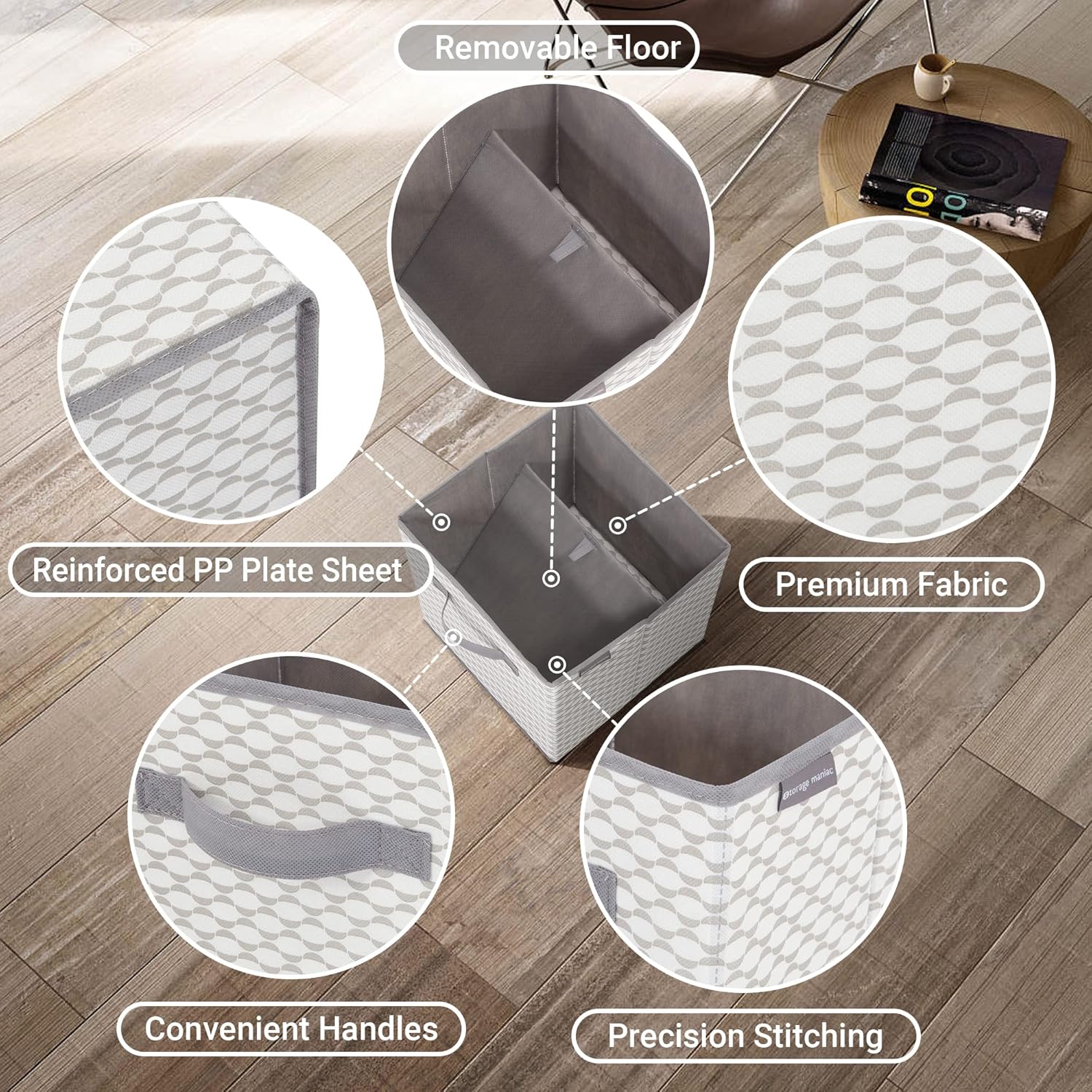 Storage Maniac Storage Cubes - Durable Collapsible Bins with Handles | 6-Pack 11-Inch Fabric Organizers