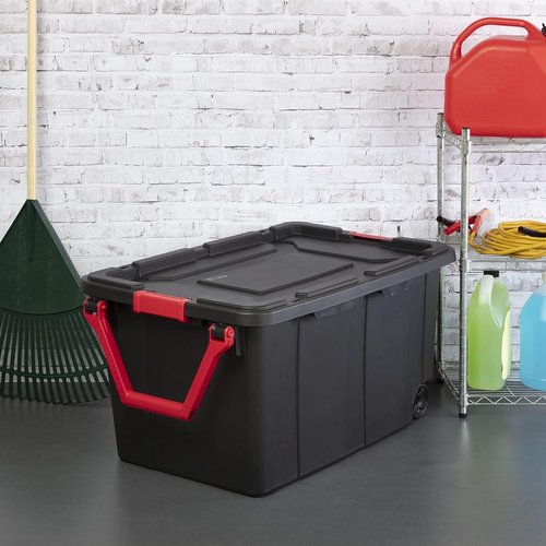 40 Gallon Wheeled Storage Tote by [Brand Name] - Heavy-Duty Plastic with Latch Lid & Pull Handle | Blue, 2 Pack