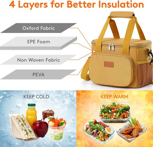 Lifewit Insulated Lunch Bag - Medium Soft Cooler Tote for Adults | Brown 12-Can (9L)