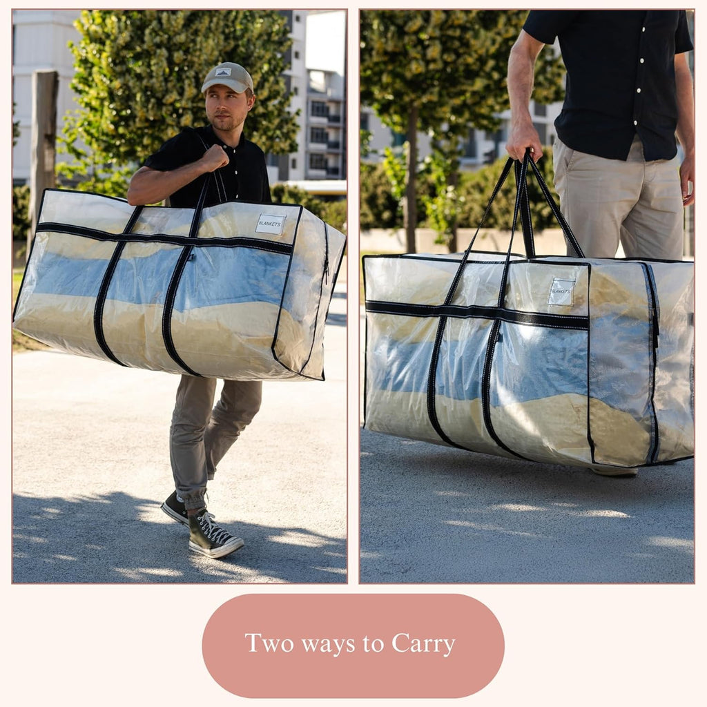 VENO Extra Large Heavy Duty Moving Bags - Ideal Storage Solution for College & Christmas Trees (Clear)