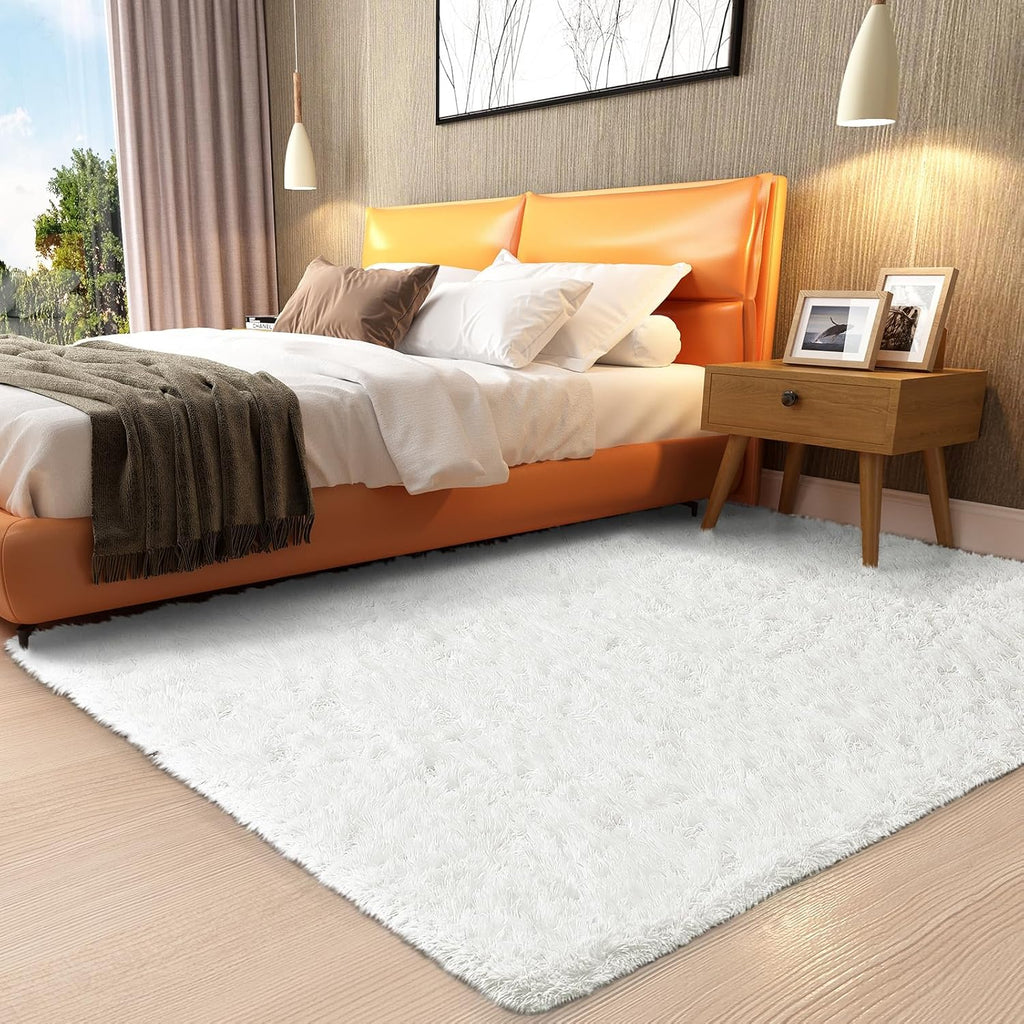 Ophanie White Shaggy Area Rug - Fluffy Soft Carpet for Bedroom & Nursery | 3x5 Small Plush Design