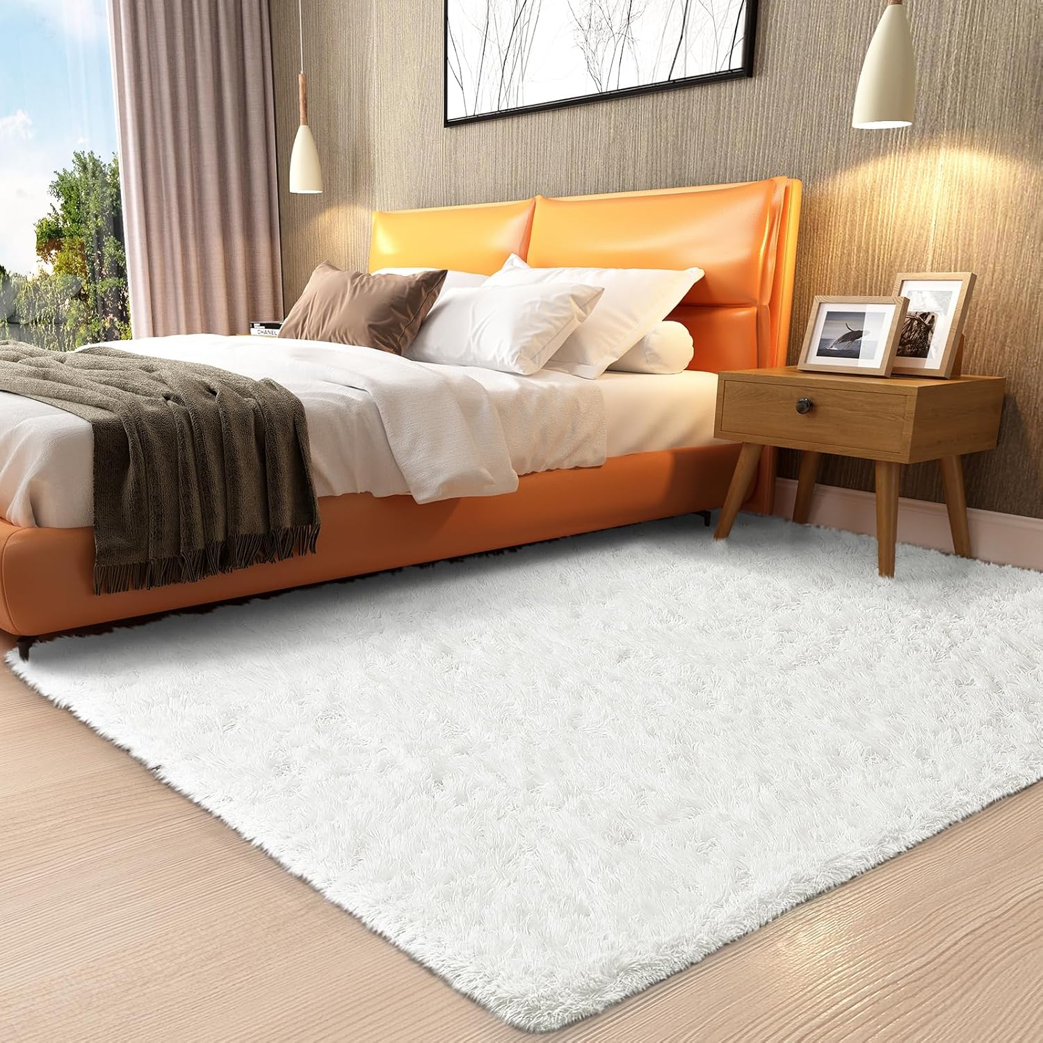 Ophanie White Shaggy Area Rug - Fluffy Soft Carpet for Bedroom & Nursery | 3x5 Small Plush Design