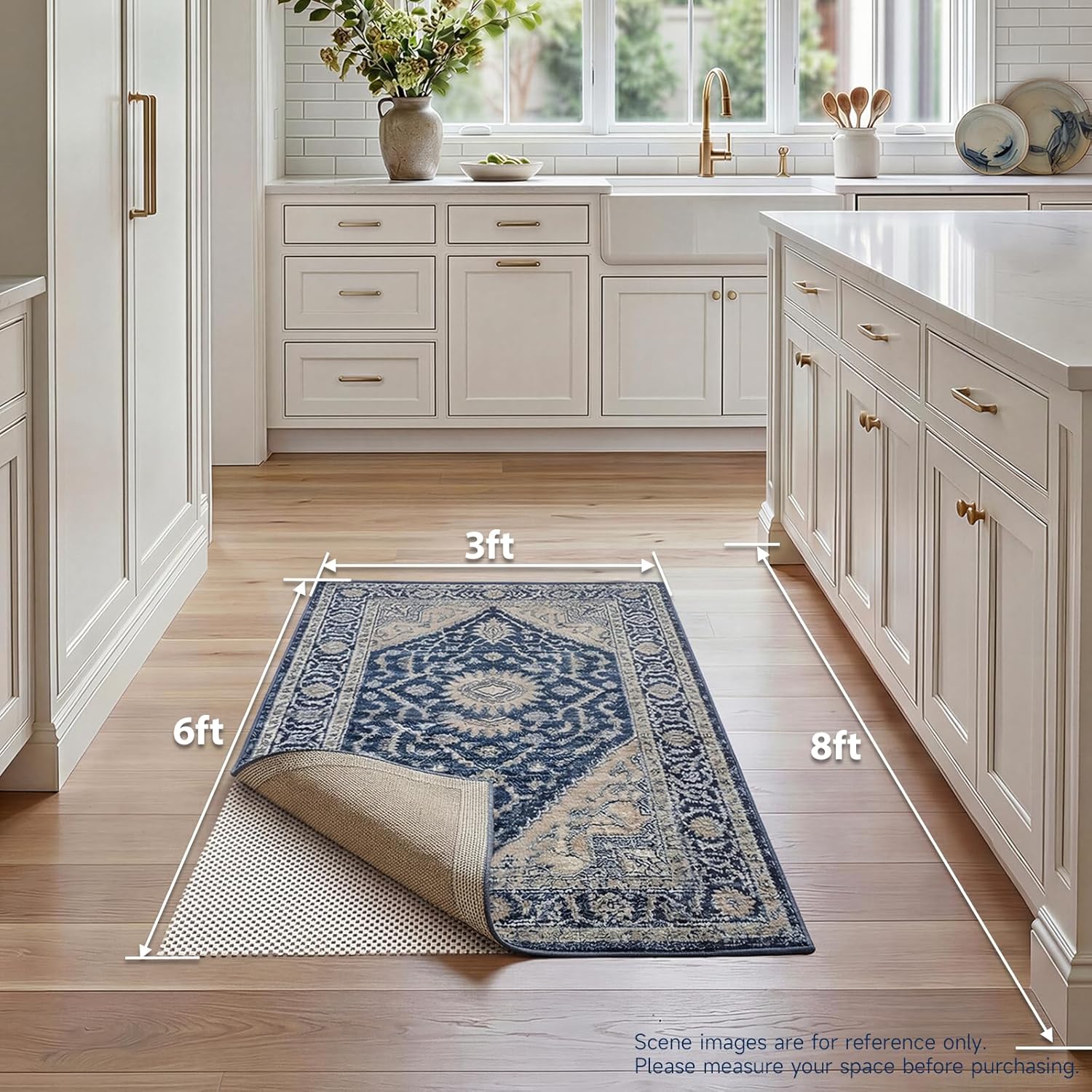 Veken Rug Pad Gripper - Non-Slip Area Rug Pad for Hardwood & Tile Floors | 3x6 Ft Anti-Skid Mat