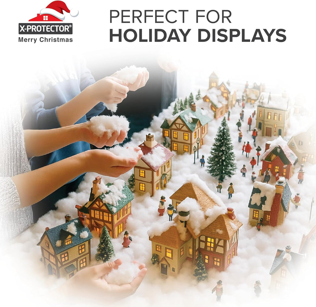X-Protector Snow Blanket - Large White Artificial Christmas Village Snow Sheet | 98.5"x31.5" Faux Snow Mat