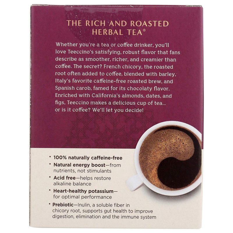 Teeccino Hazelnut & Vanilla Nut Herbal Tea Variety Pack - Roasted Herbal Tea That’s Caffeine Free & Prebiotic for Natural Energy, 10 Tea Bags (Pack of 4)