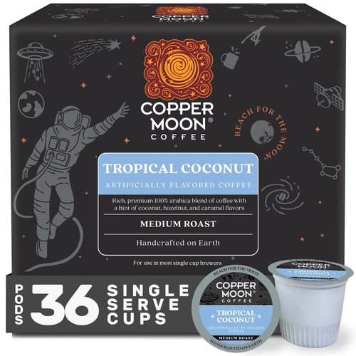 Copper Moon Single Serve Coffee Pods for Keurig K-Cup Brewers, Medium Roast, Tropical Coconut Blend, 12 Count(Pack of 3)