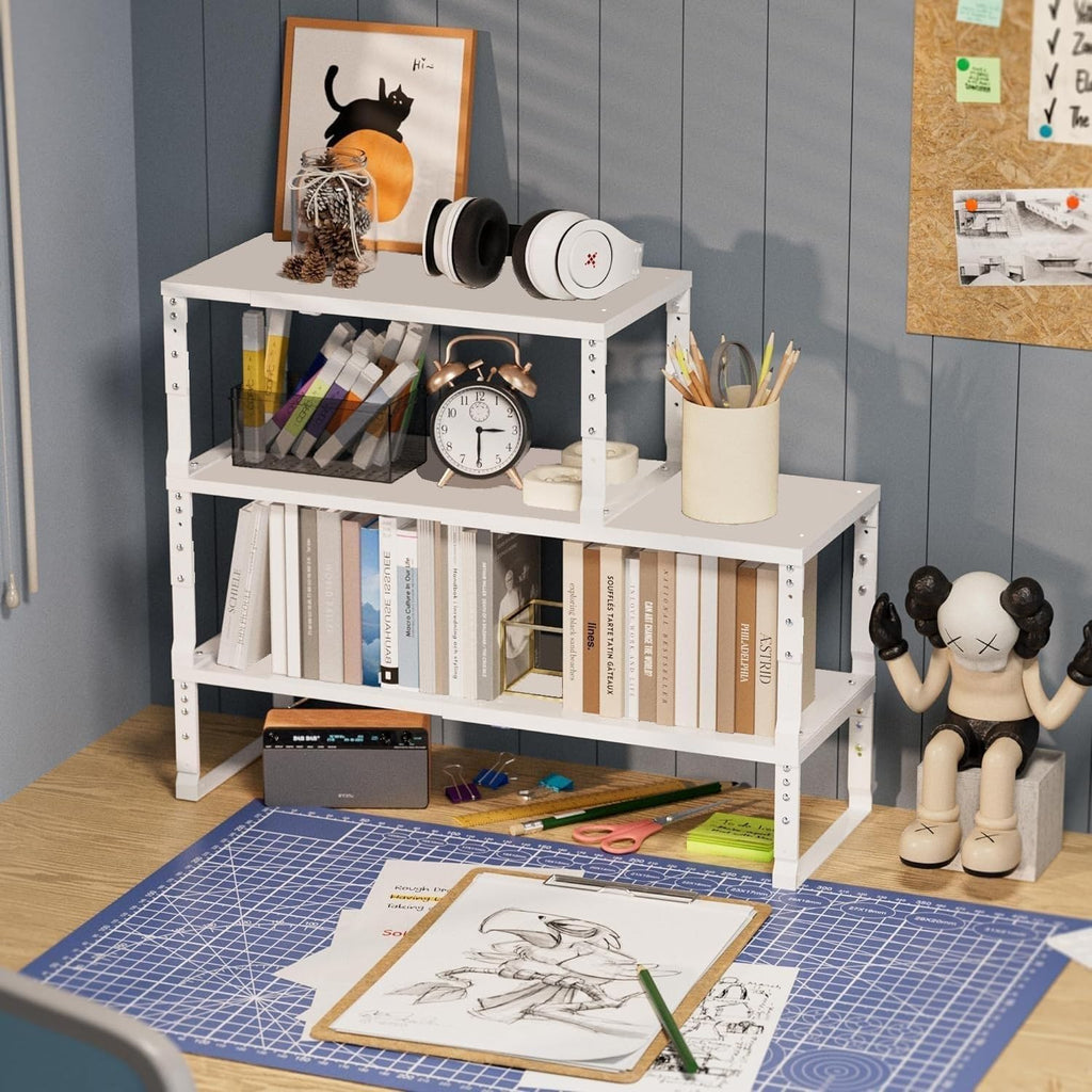 Wobmmi Expandable Spice Rack Organizion for Kitchen Cabinet, Seasoning,Bathroom Organizer Display Shelf, Stackable Multi-Purpose Shelves.Easy-to-Install（3Packs/White,Medium