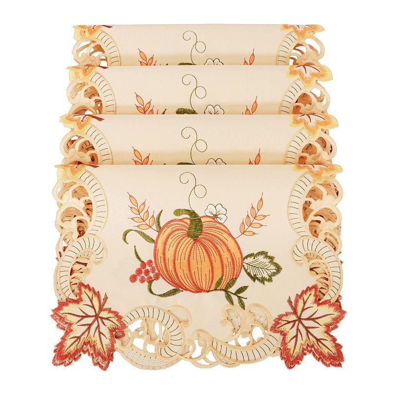 Simhomsen Small Embroidered Thanksgiving Harvest Pumpkins Table Runners for Autumn Or Fall Decorations (14 × 34 Inches)
