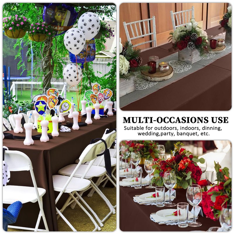 Heneger 8 Pack Brown Table Cloth 60 x 126 Inch Rectangular Tablecloths for 8 Foot Rectangle Tables, Wrinkle Resistant Brown Tablecloth Washable Polyester Fabric for Buffet Wedding Party Banquet