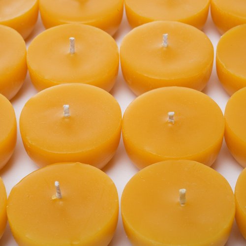 Serenibee 100% Pure Beeswax Tea Lights Candles Bulk Refills (30) in Reusable Cotton Bag Eco Friendly Gift Set Fragrance Free and Non Toxic Bee Product