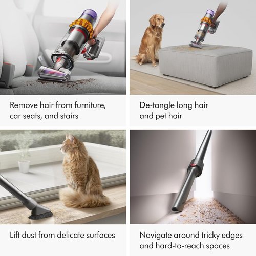 Dyson V15 Detect Plus Cordless Vacuum - Powerful 240AW Suction, 3 Modes, 60 Min Runtime | Illuminated Dust Detection, Pet Hair Detangler