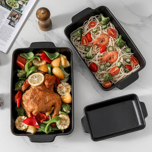 KOOV Bakeware Set - Ceramic Baking Dish Set | 3-Piece Rectangular Casserole Pans, 9 x 13 Inches, Rough Black