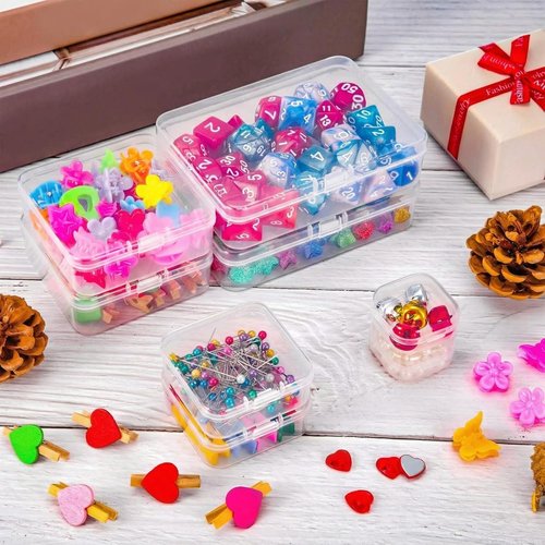 Clear Plastic Beads Storage Containers by [Brand Name] - 24 Pack with Hinged Lid for Crafts & Jewelry | 1.37 x 1.37 x 0.7 Inches