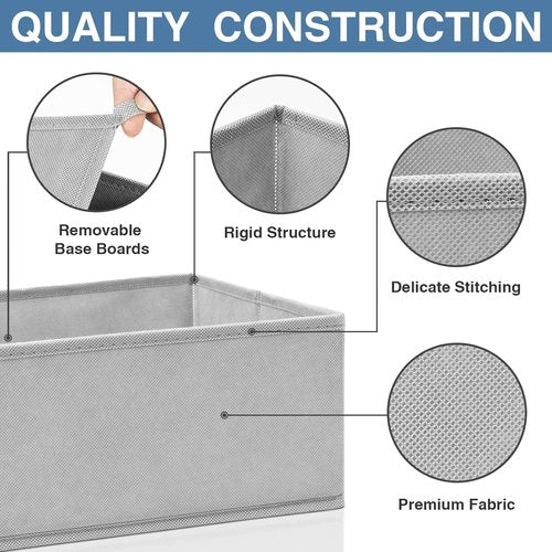 Criusia Drawer Organizer | 12-Pack Dresser Storage Bins for Nursery & Bedroom - Grey Clothes Dividers