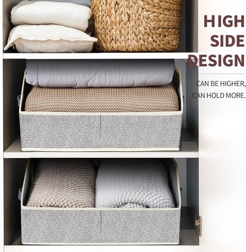 Homsorout Trapezoid Storage Bins - 8 Pack Decorative Fabric Organizers in Light Gray for Home & Clothes