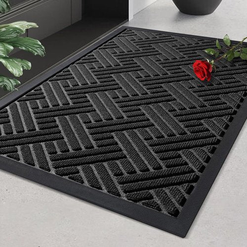 BEHERO Welcome Mat - Heavy Duty Indoor/Outdoor Door Mat, Stain & Fade Resistant, 29.5x17 Inch, Black