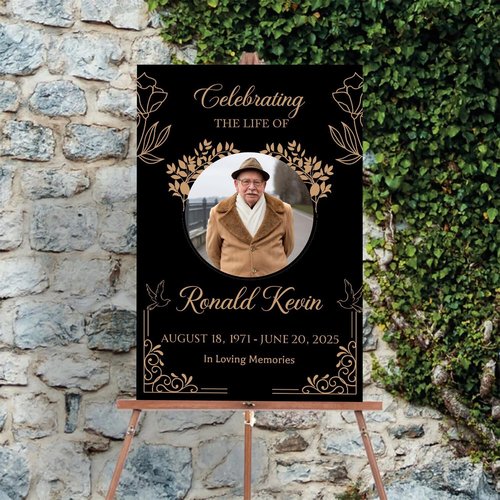 Editable Celebration of Life Welcome Sign - Personalized Memorial Poster for Funeral Service | Modern Remembrance Decor